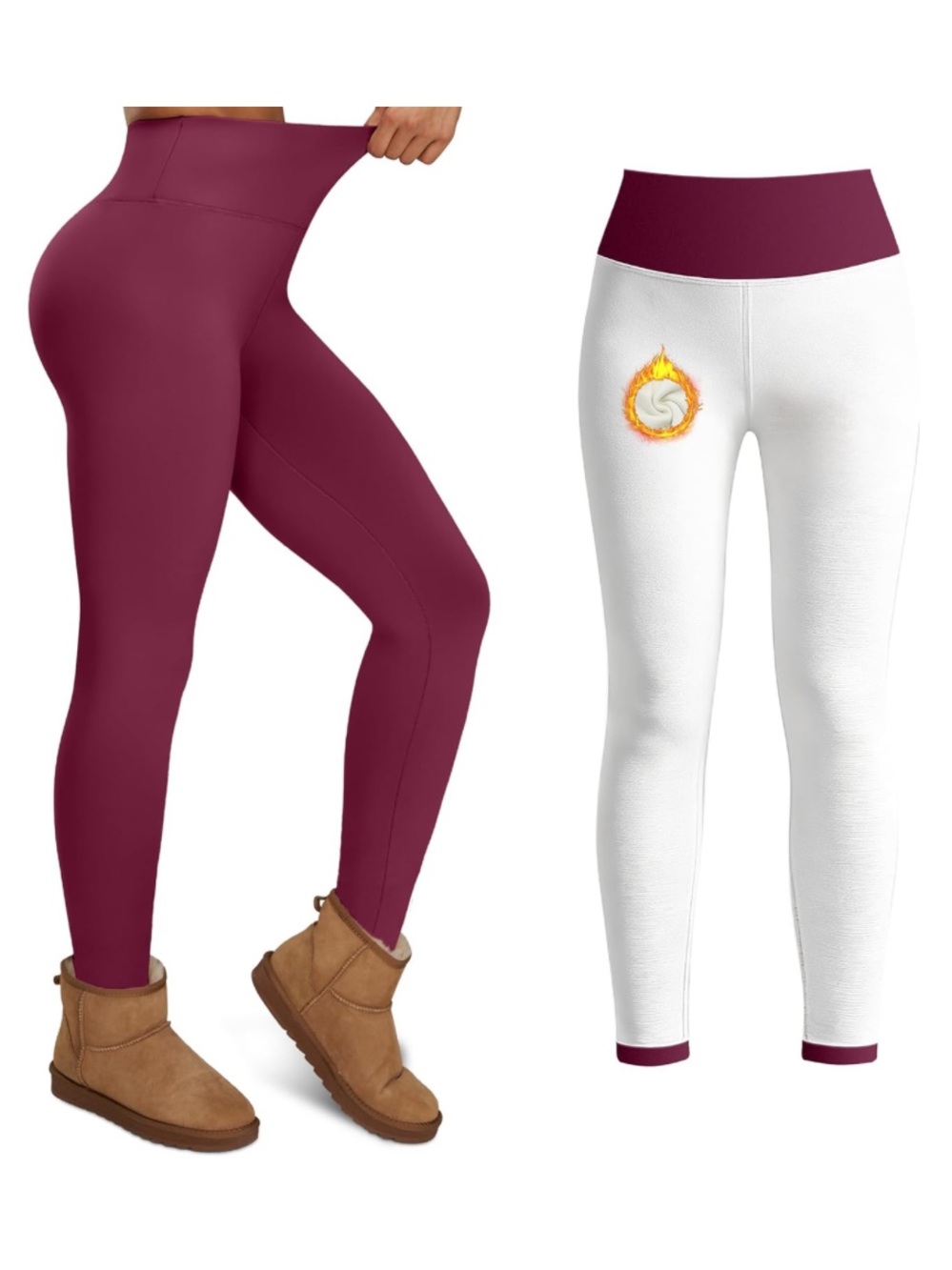Thick Fleece Lined Leggings Tummy Control High Waisted Workout Thermal. Size L